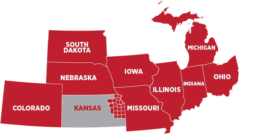 EAT Service Map 2022 Industrial Vacuum Systems Iowa | Industrial Vacuum Systems Nebraska